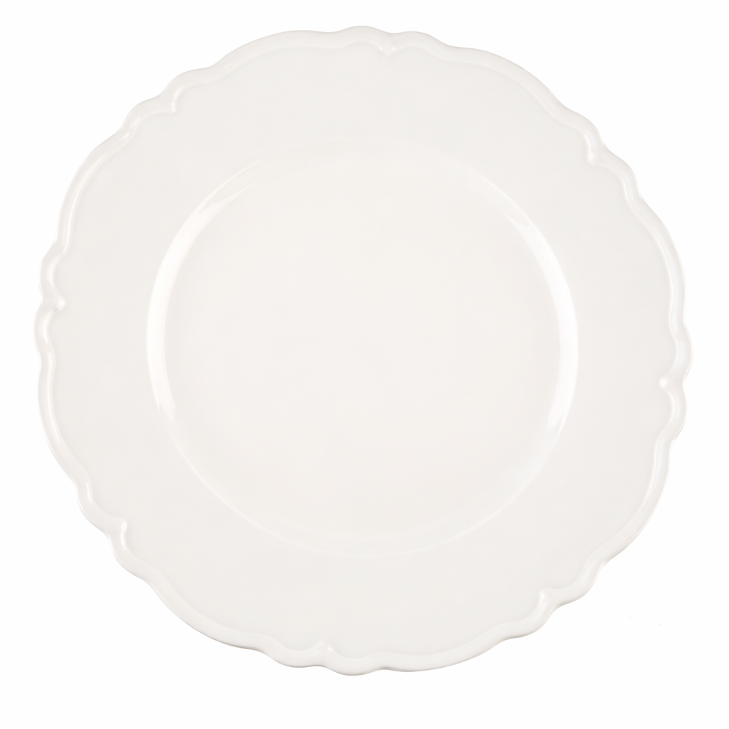 white scallop charger plate rental for weddings and events in panama city beach 30a florida