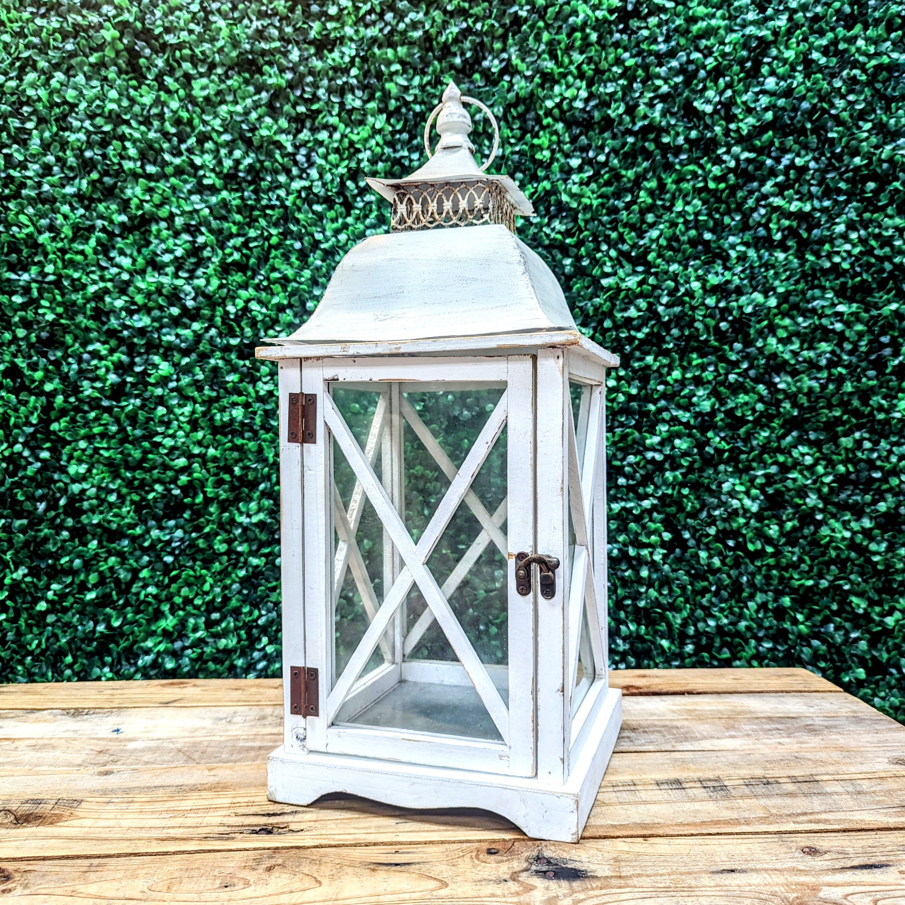 white rustic lantern rental for weddings and parties in panama city beach florida