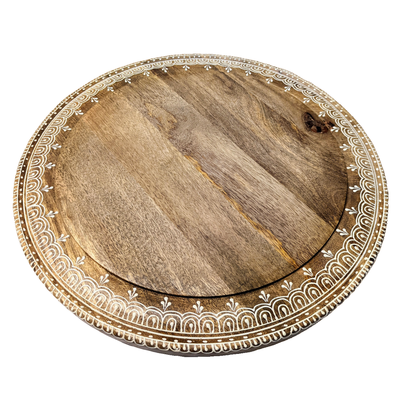 Boho Wood Henna Lazy Susan Cake Stand Rental in Panama City Beach