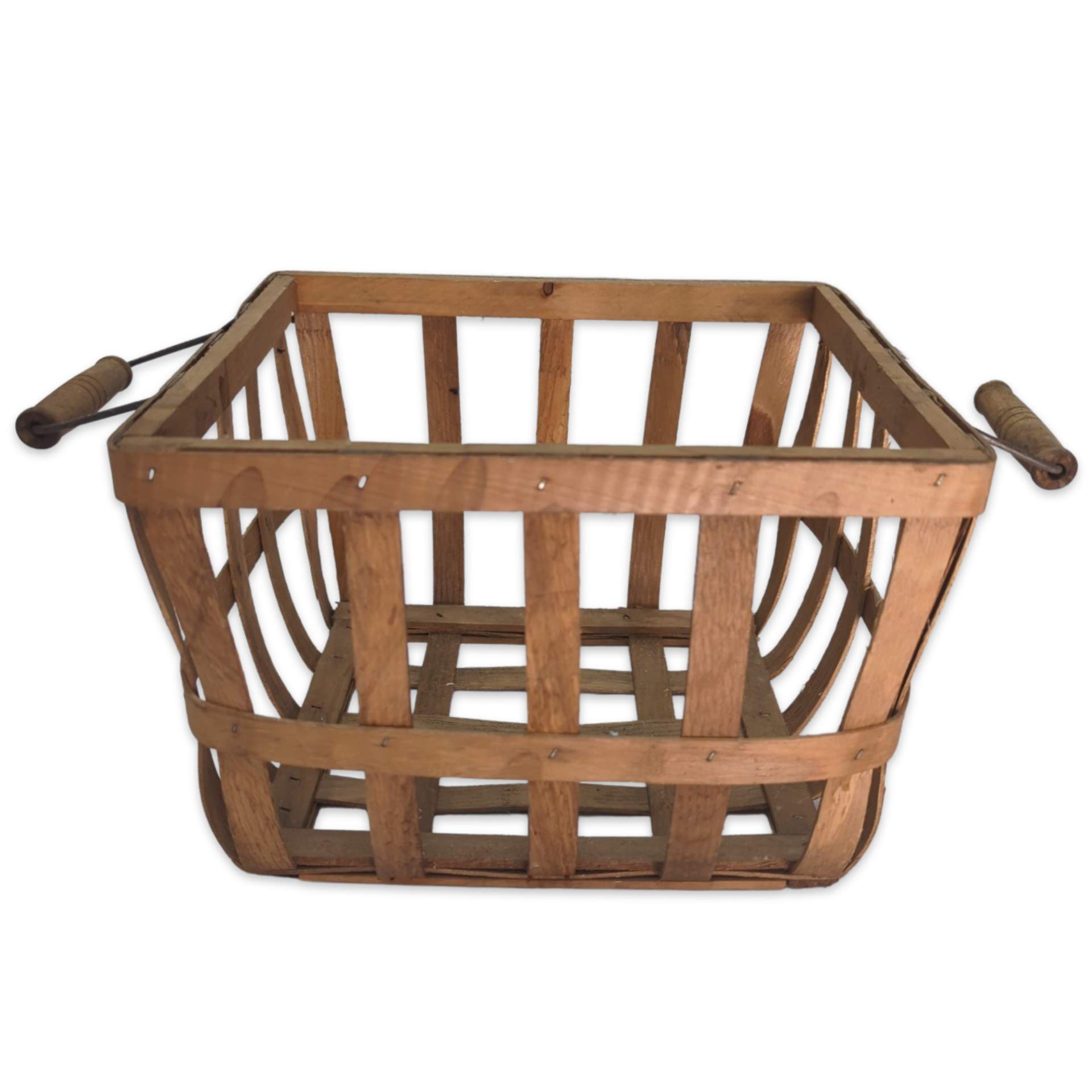 wooden basket crate handles wedding party picnic event decor