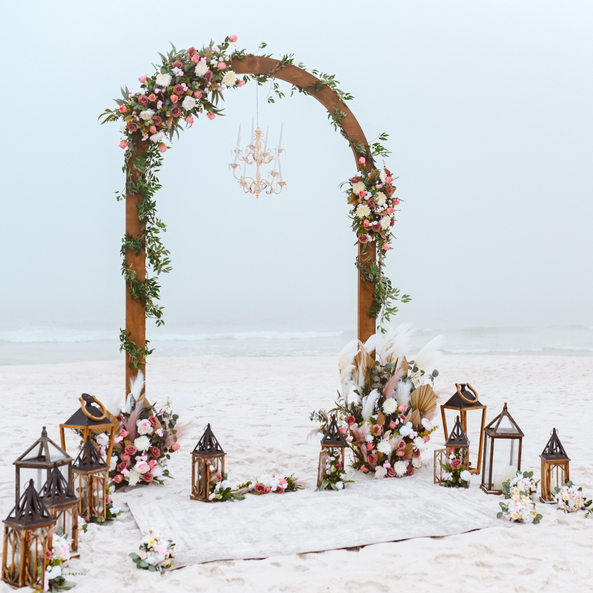Wooden dome wedding arbor arch panama city beach event rentals romantic grand stunning memorable