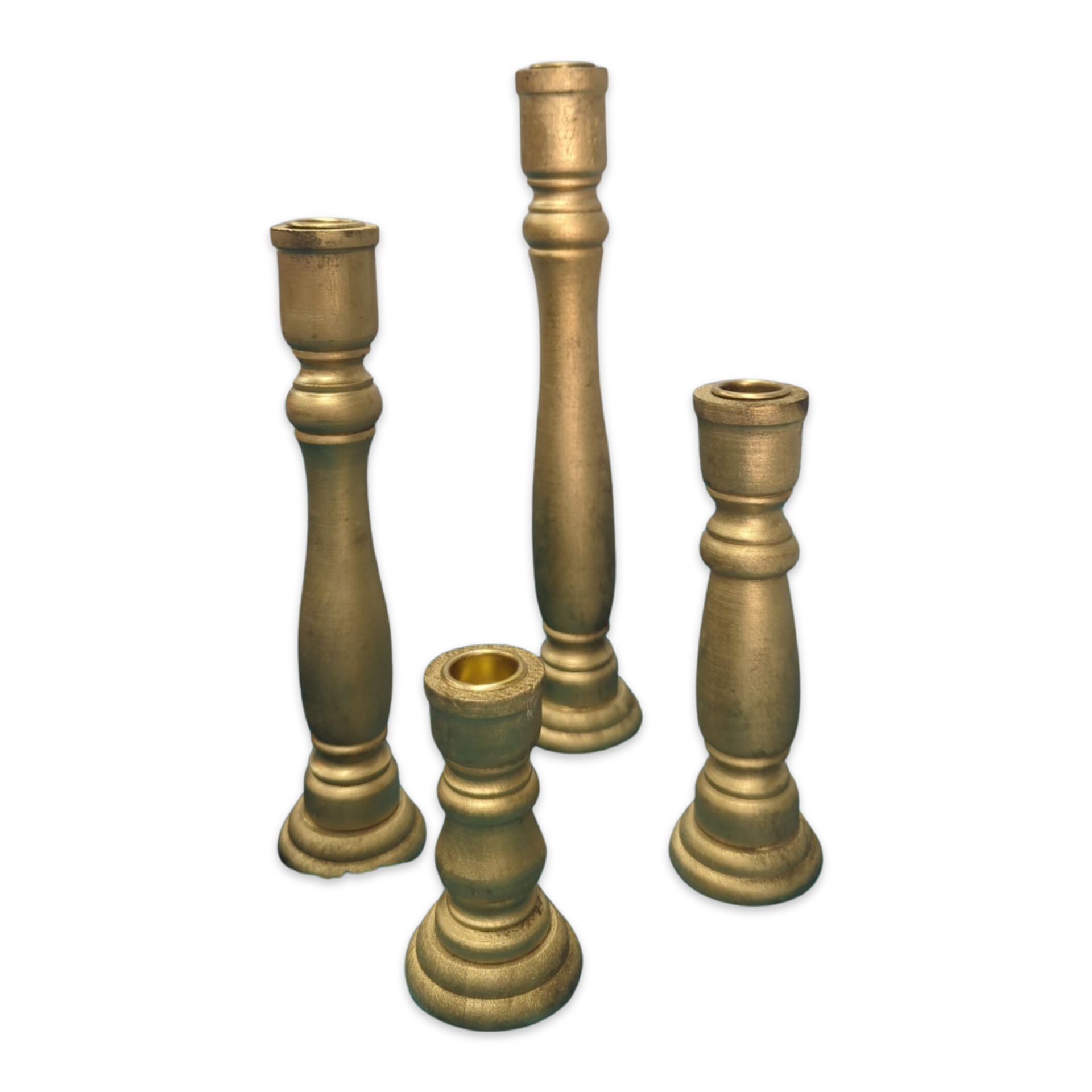 tapered candle stick gold wooden four sizes rental in panama city beach