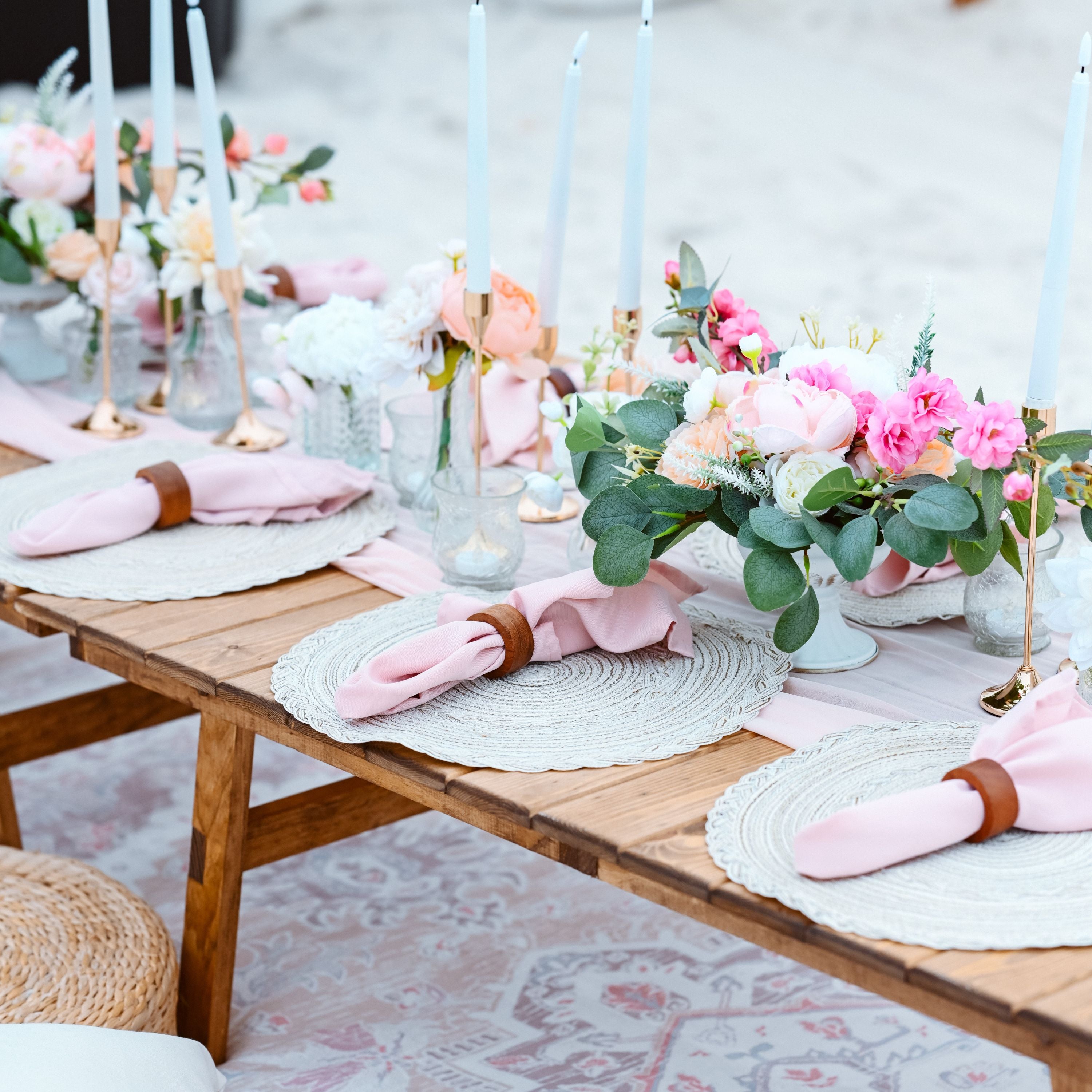 woven mocha placemat rental in panama city beach wedding party