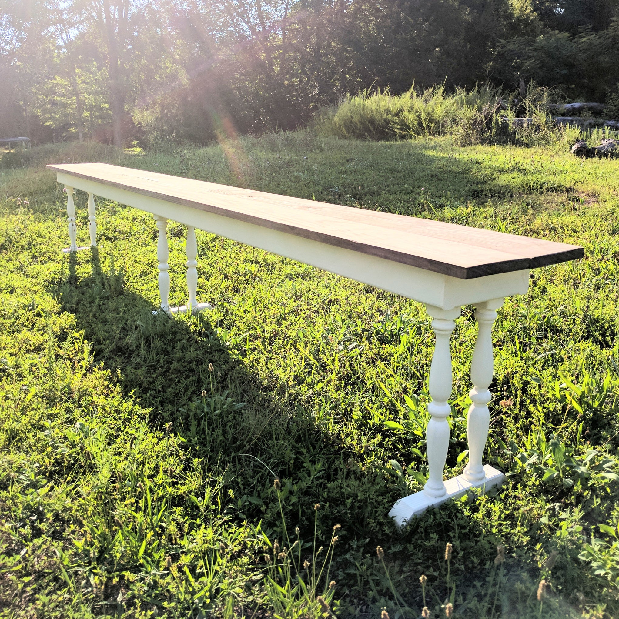 10' Vintage Farmhouse Ceremony Bench Seating - The Wedding Shop