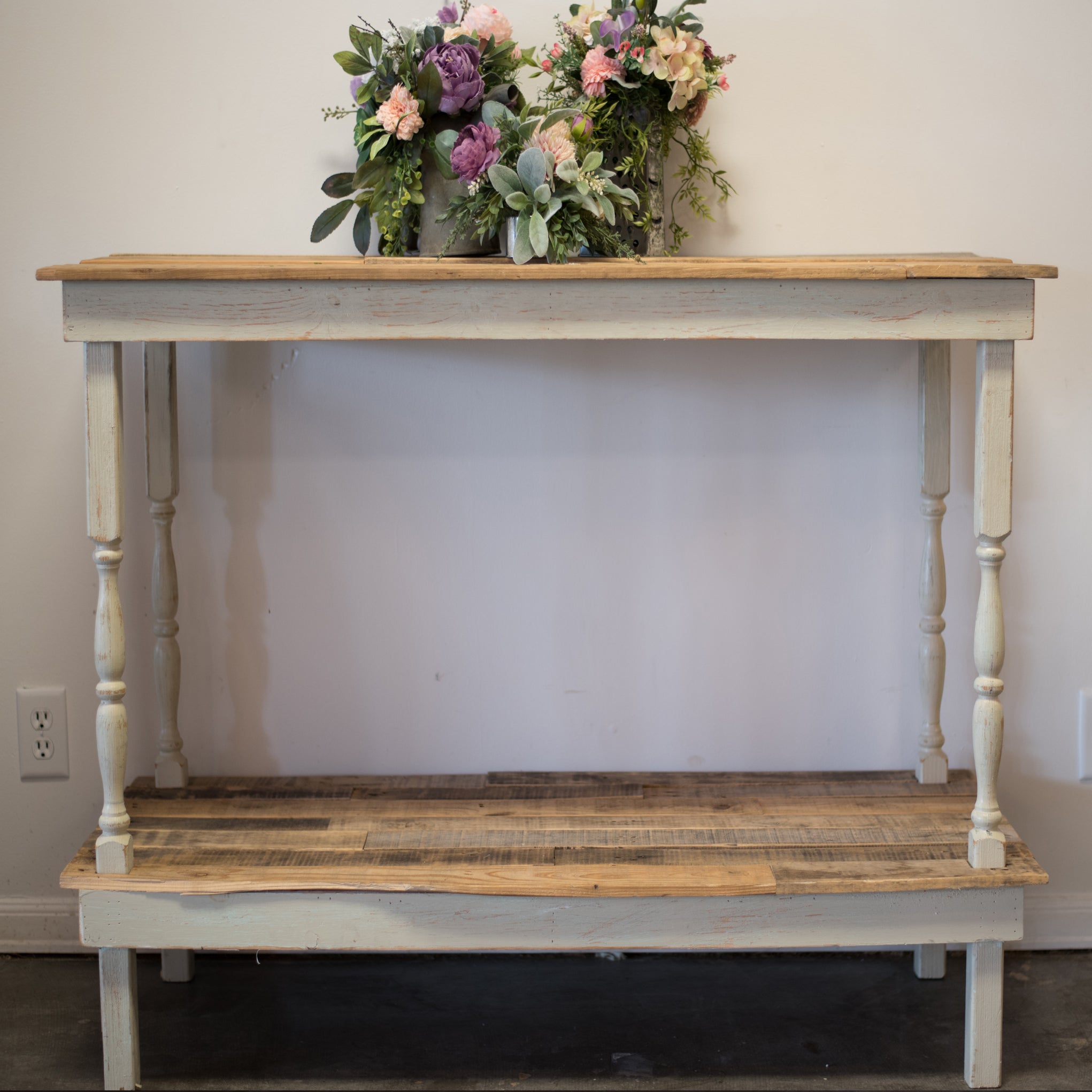 2-tier rustic beachy boho accent table rental for parties weddings and events in Panama City Beach Florida