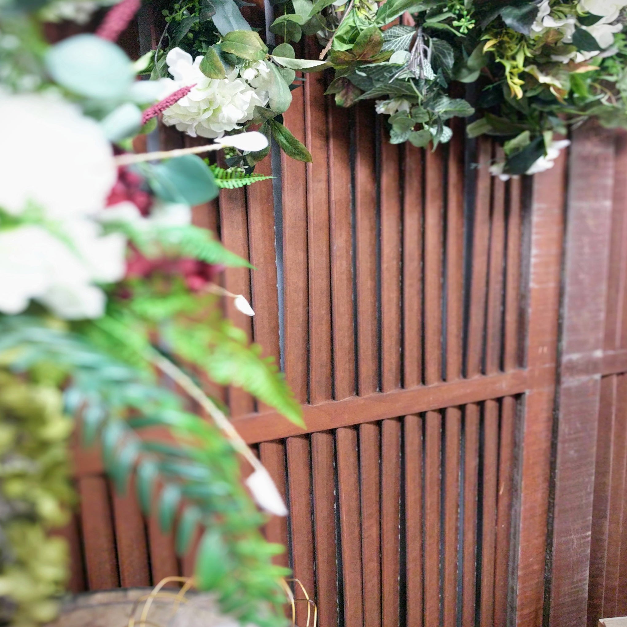 Weathered Cedar Shutter Backdrop - The Wedding Shop