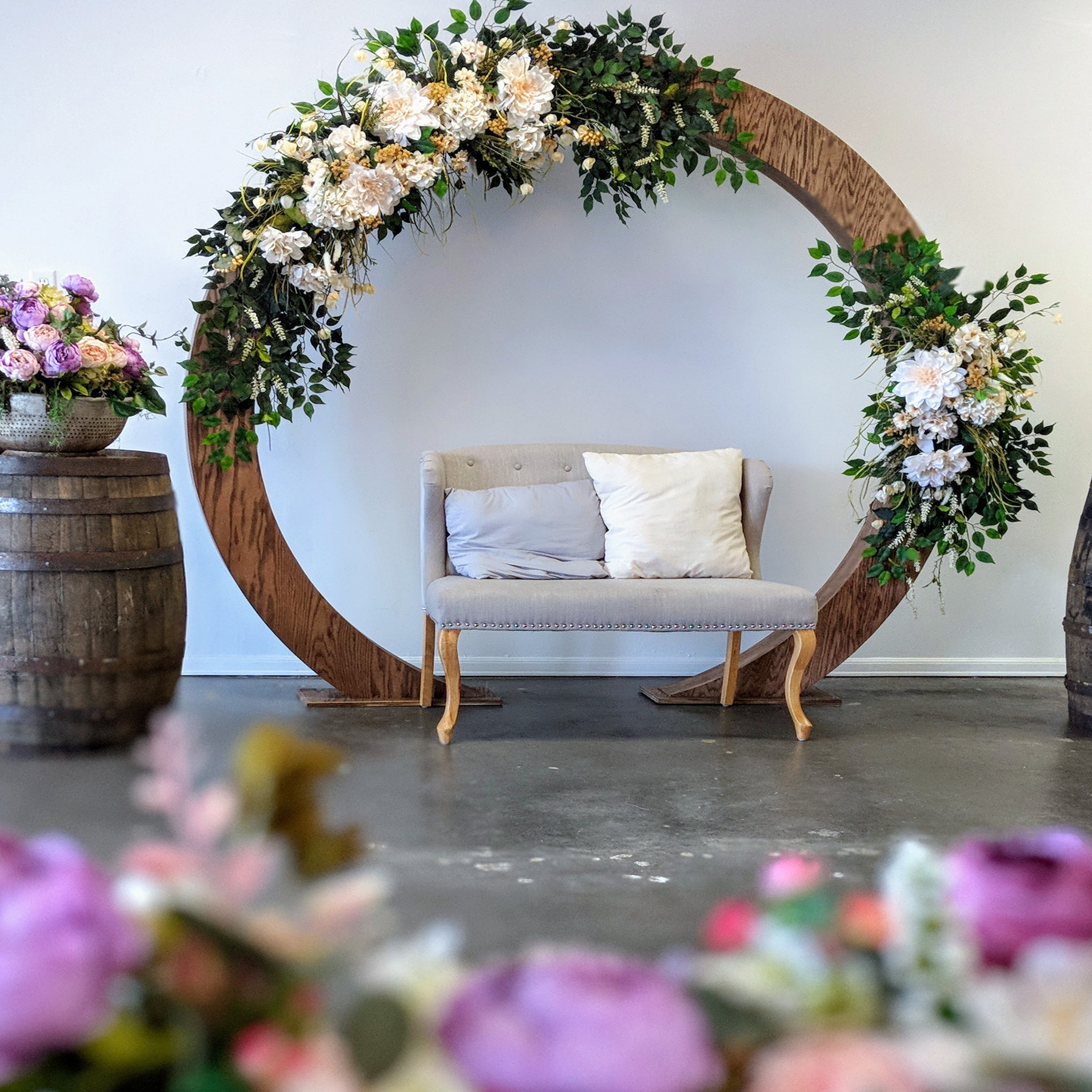 wood circle moon gate wedding arch arbor beach wedding rental in panama city beach
