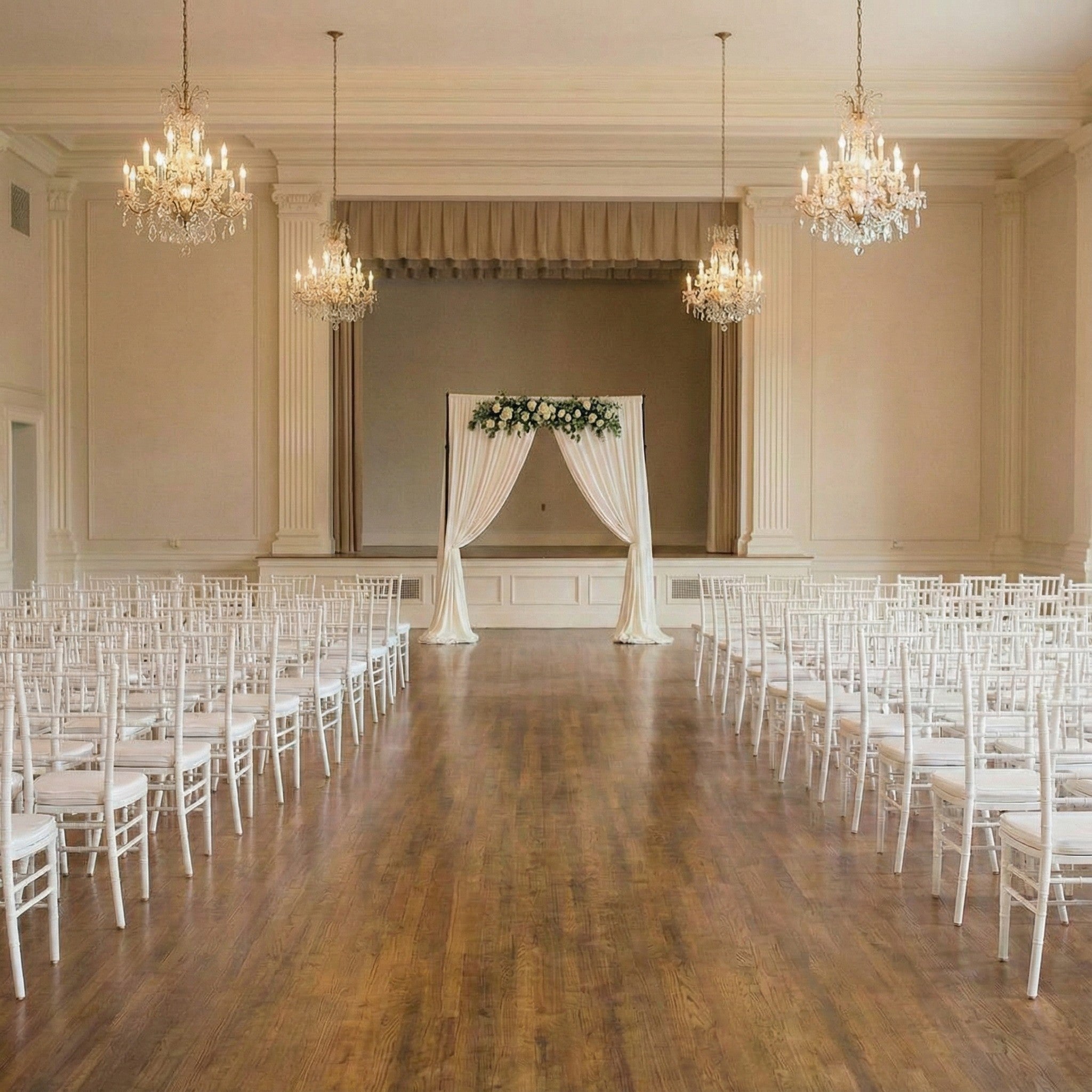 2 post pipe and drape wedding arch arbor rental in panama city beach