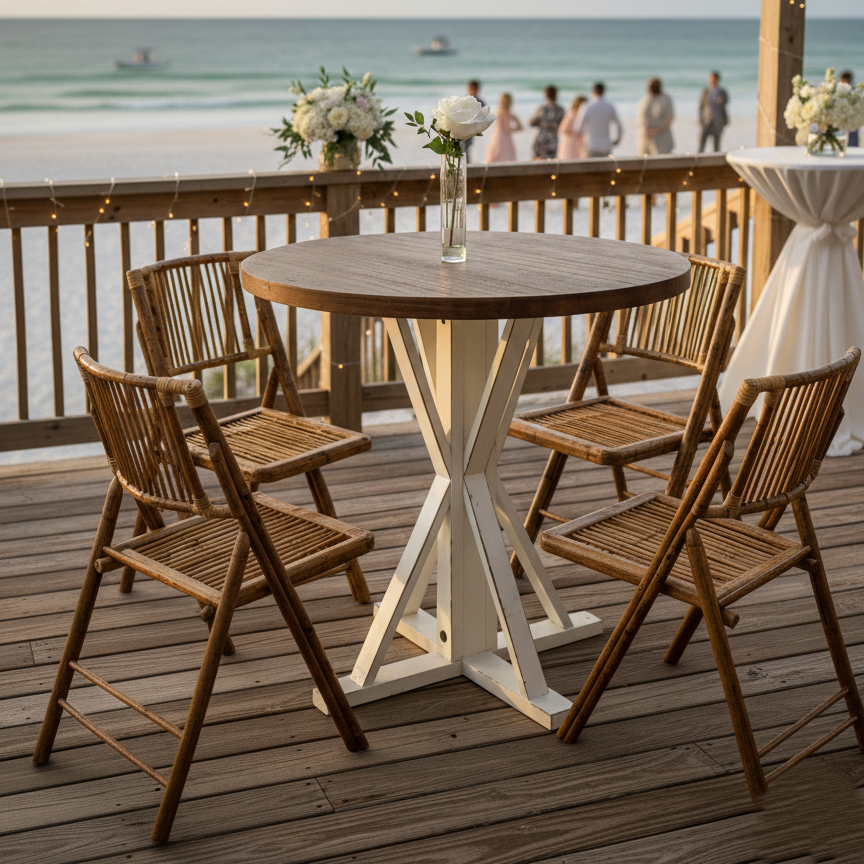 2-toned small bistro style table rental in panama city beach 30a