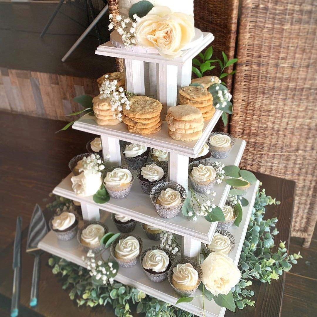Cupcake and Dessert 4-tier white square rental in Panama City Beach 