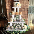 White 4-tier square dessert and cupcake stand in Panama City Beach 