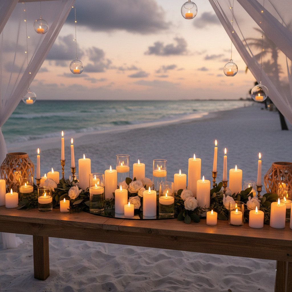 real wax flameless LED candle rental in panama city beach
