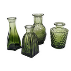 Assorted glass bud vases rental in panama city beach boho brown emerald green clear 