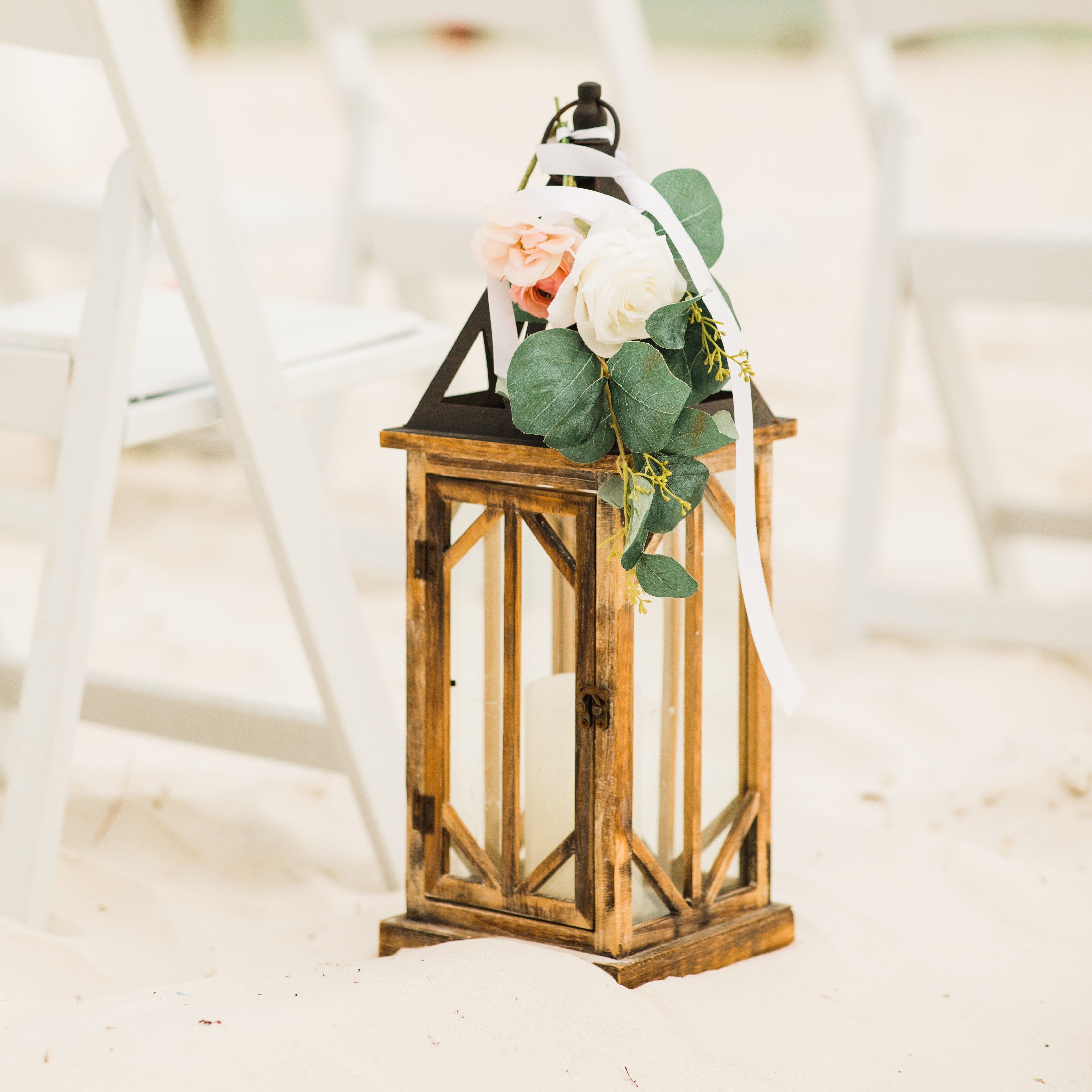 Floral topper with led candle and floral topper aisle marker rental