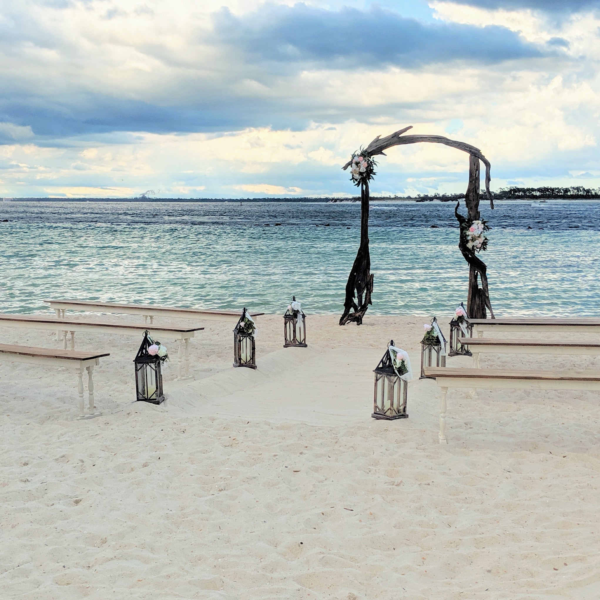 Bella lantern with floral topper aisle marker rental 