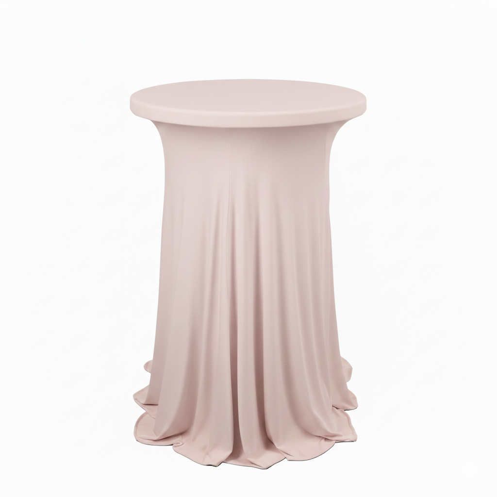 blush wavy spandex cocktail table linen rental in panama city beach
