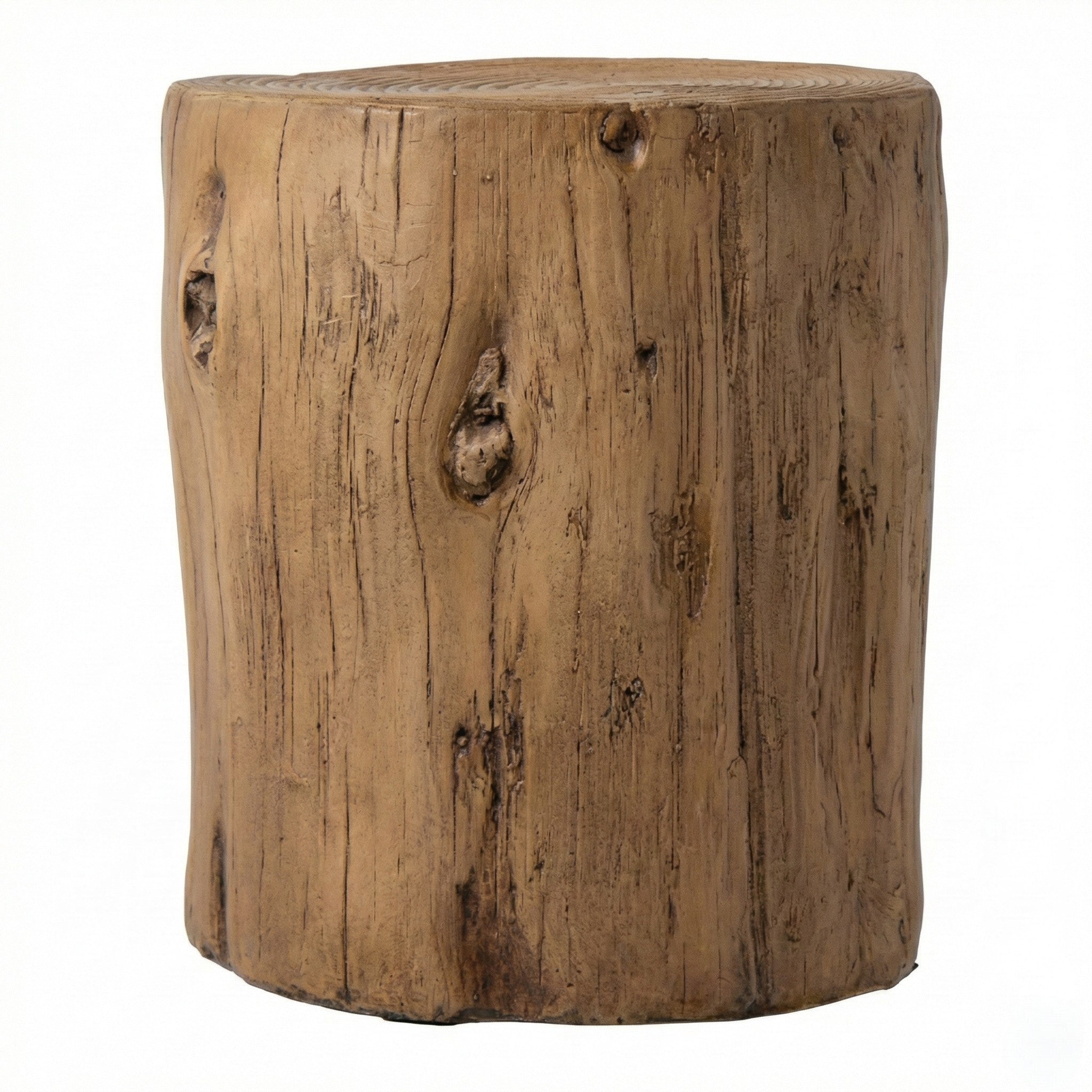 Wooden stool with natural finish on a white background
