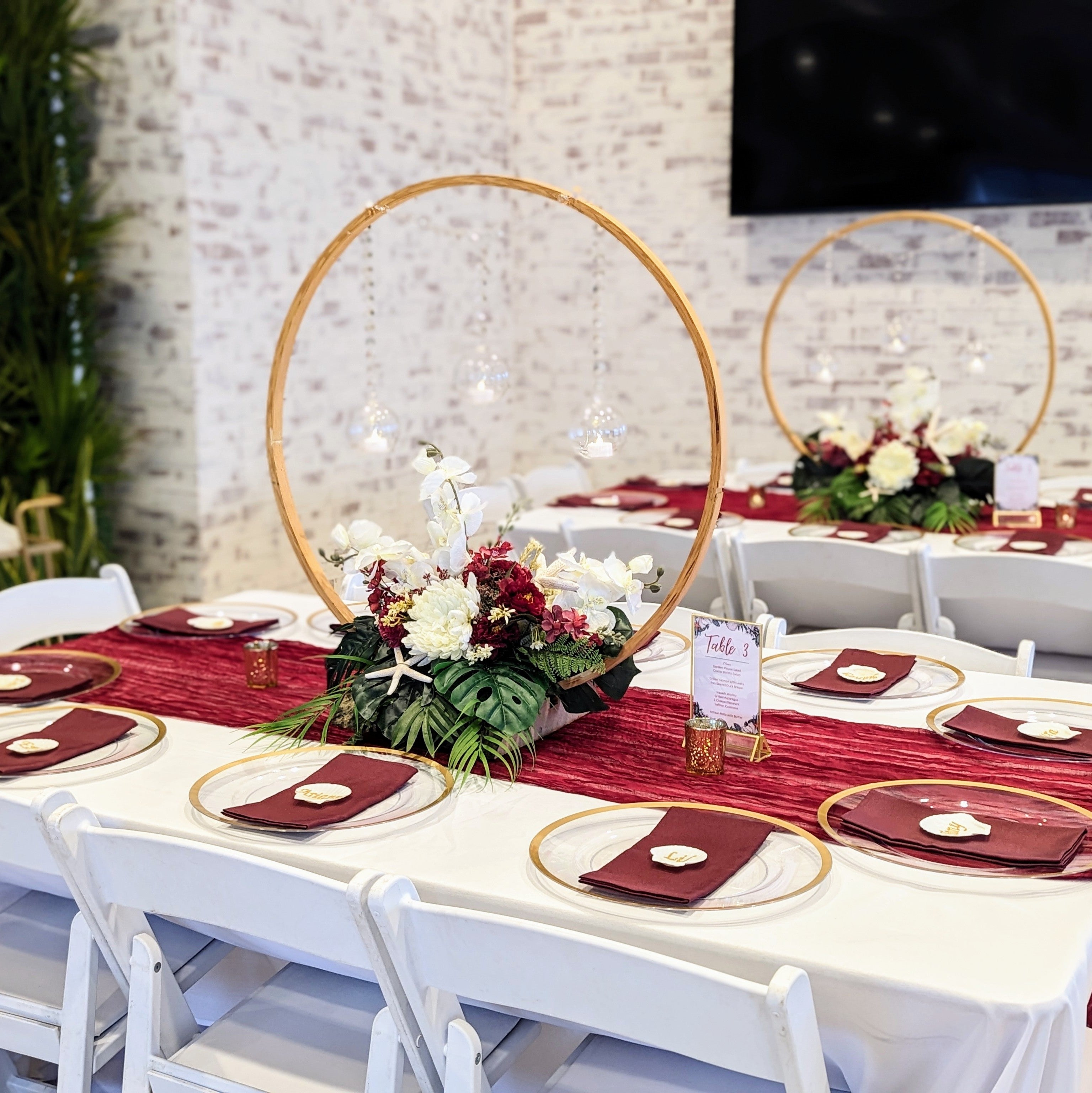 Cheesecloth Table Runner Burgundy Wedding Party Event Rental Panama City Beach