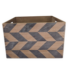 wooden crate with chevron design on sides and handle cut outs for wedding picnic or event display flowers party favors and more