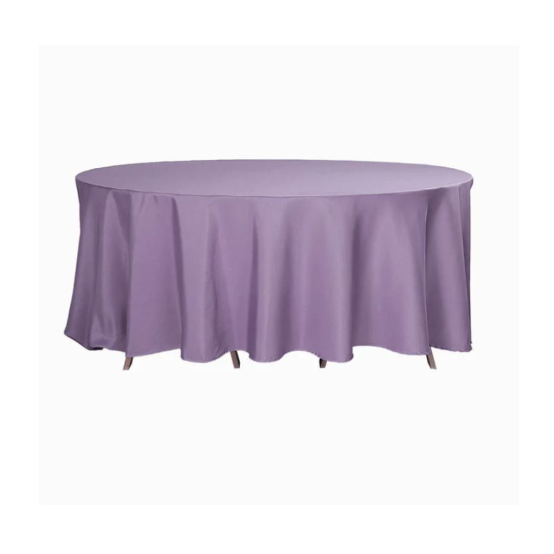 Tablecloth polyester round dusty purple commercial grade wedding party event rental panama city beach