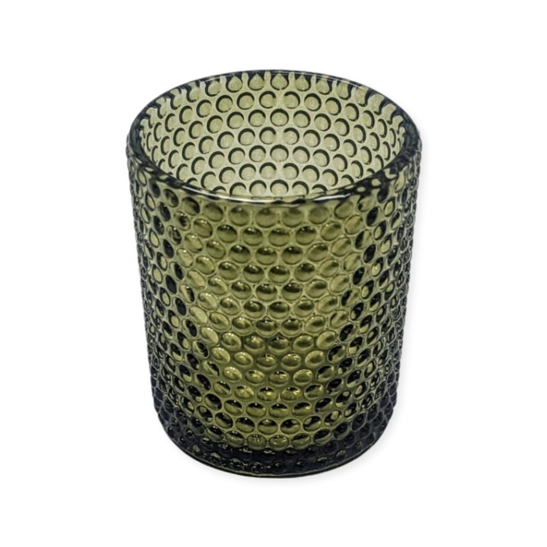 Emerald green glass hobnail votive candle holder wedding and event rental in Panama City beach 