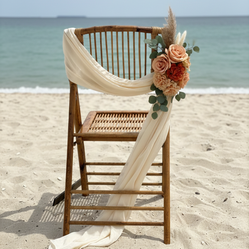 floral chair hanger with sash aisle marker rental in panama city