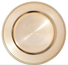 solid gold charger plate rental with raised beaded edge in panama city beach 30a