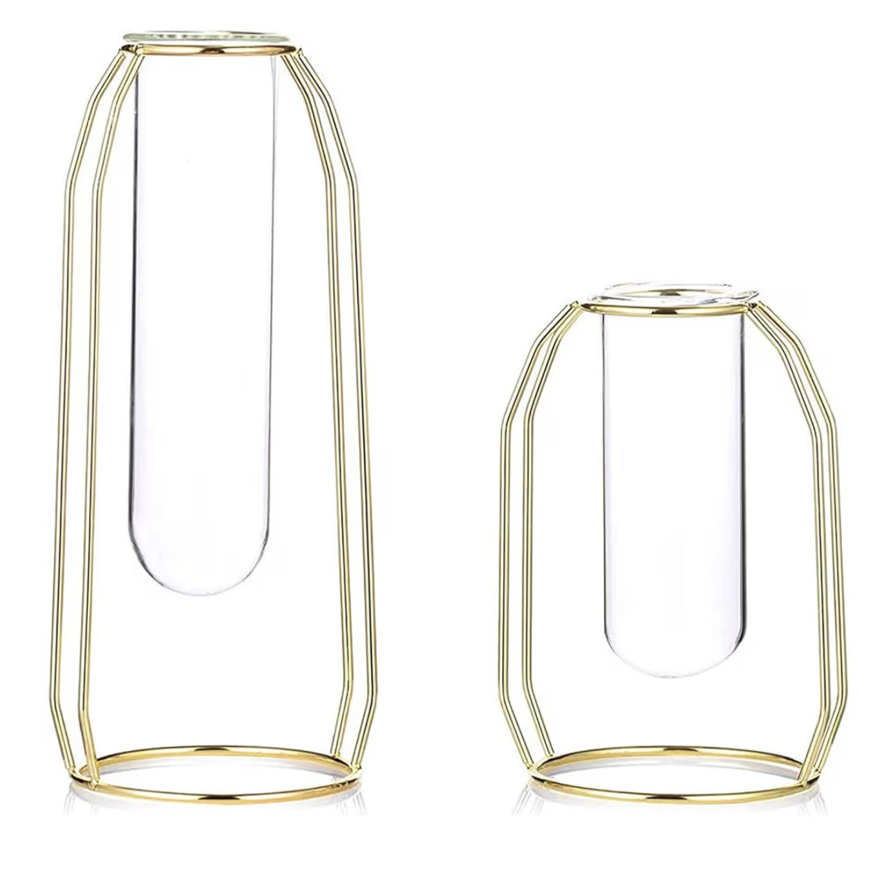 gold framed modern bud vase rental in Panama City Beach