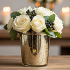 gold mercury glass votive holder with flowers rental in panama city beach 