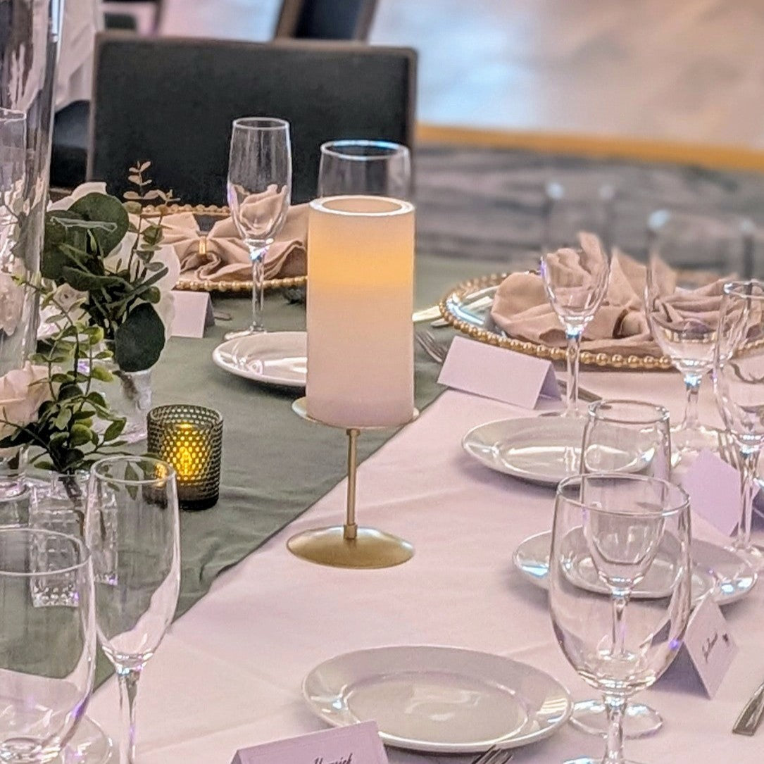 gold pillar candle holder rental in panama city beach