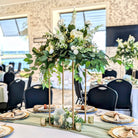 gold open frame flower stand centerpiece rental in panama city beach 