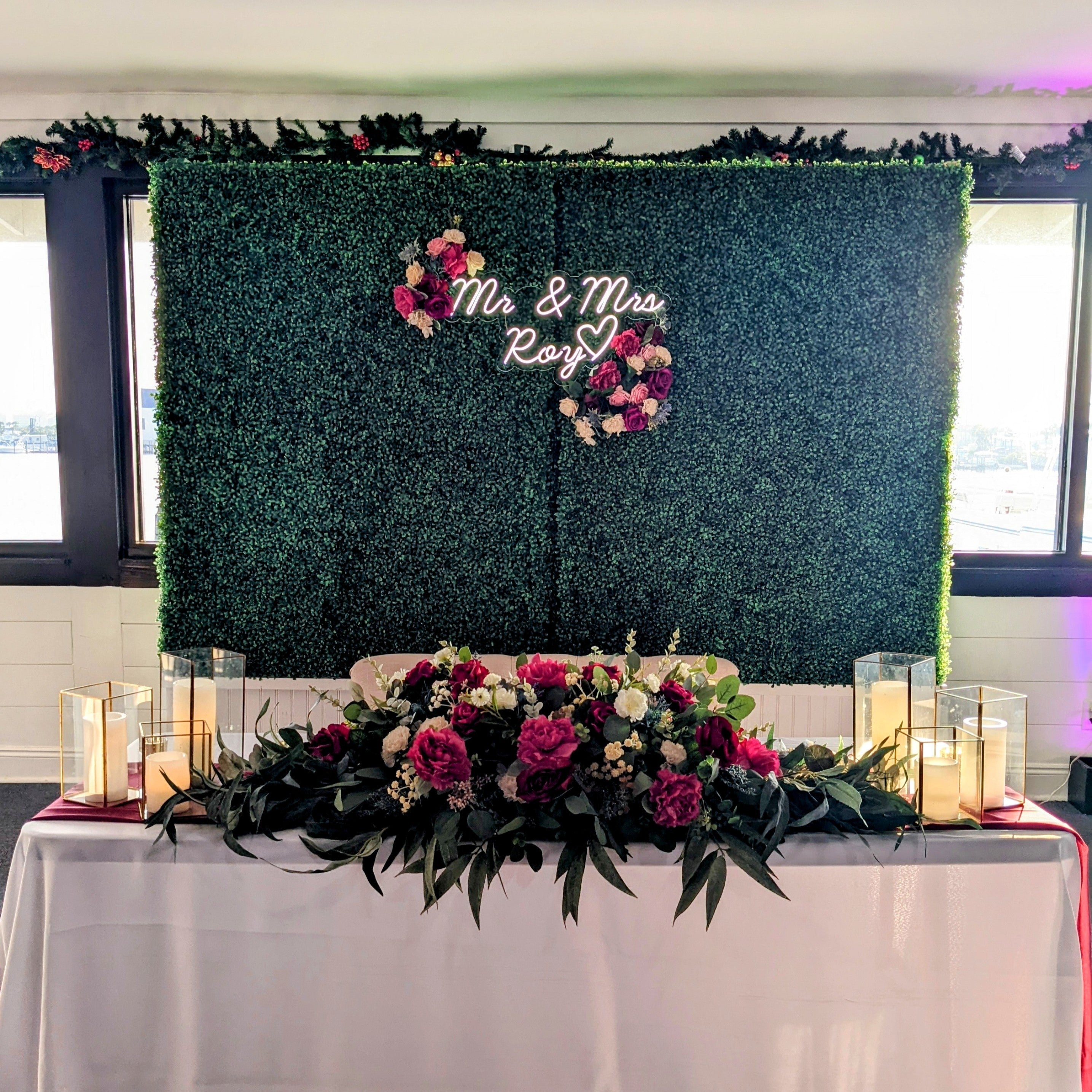 greenery hedge wall backdrop rental in panama ctiy beach