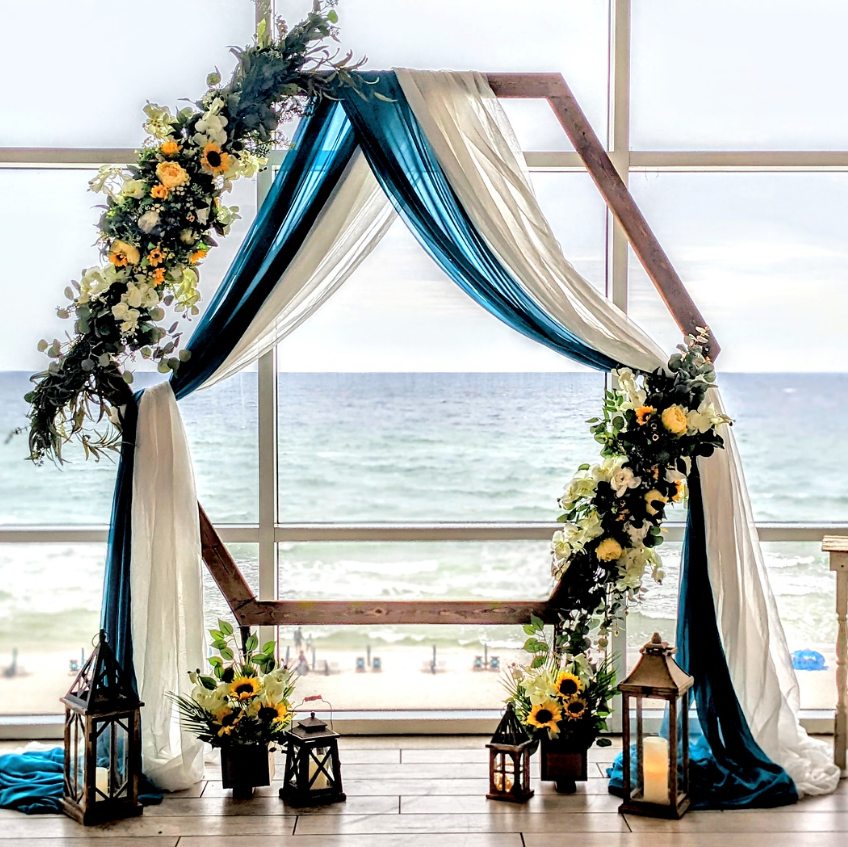 wooden hexagon Wedding arbor panama city beach rental unique beachy boho