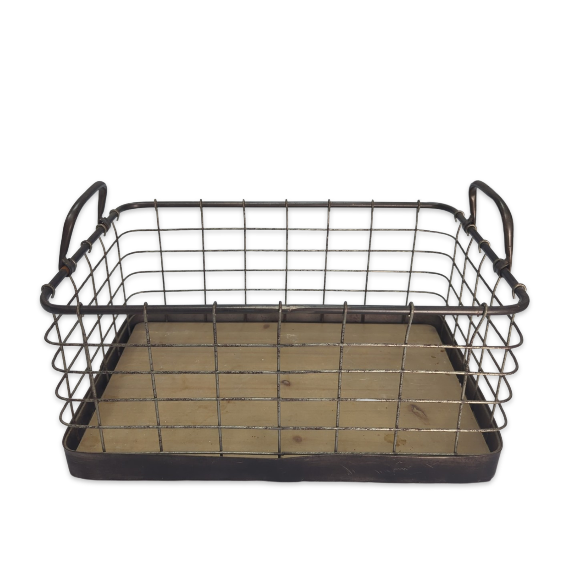 industrial metal basket with handles for wedding or event