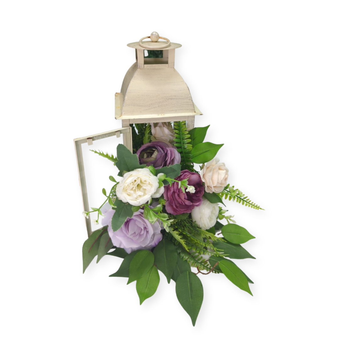 ivory candace lantern with floral spill