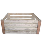 medium wooden crate with rustic or boho white wood sides and natural wood corners for wedding or event decor