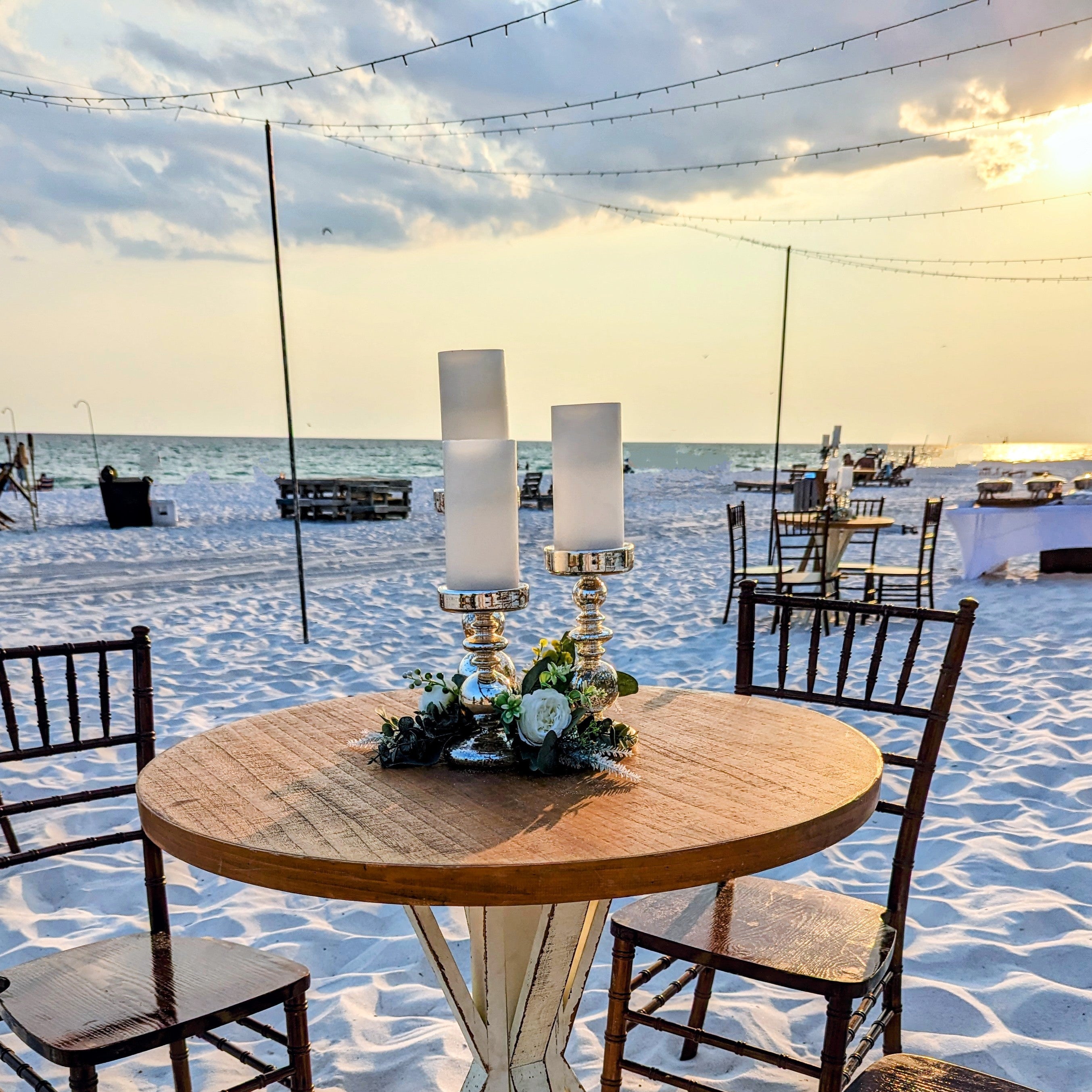 Mercury glass bubble pillar candle holder rental in panama city beach  
