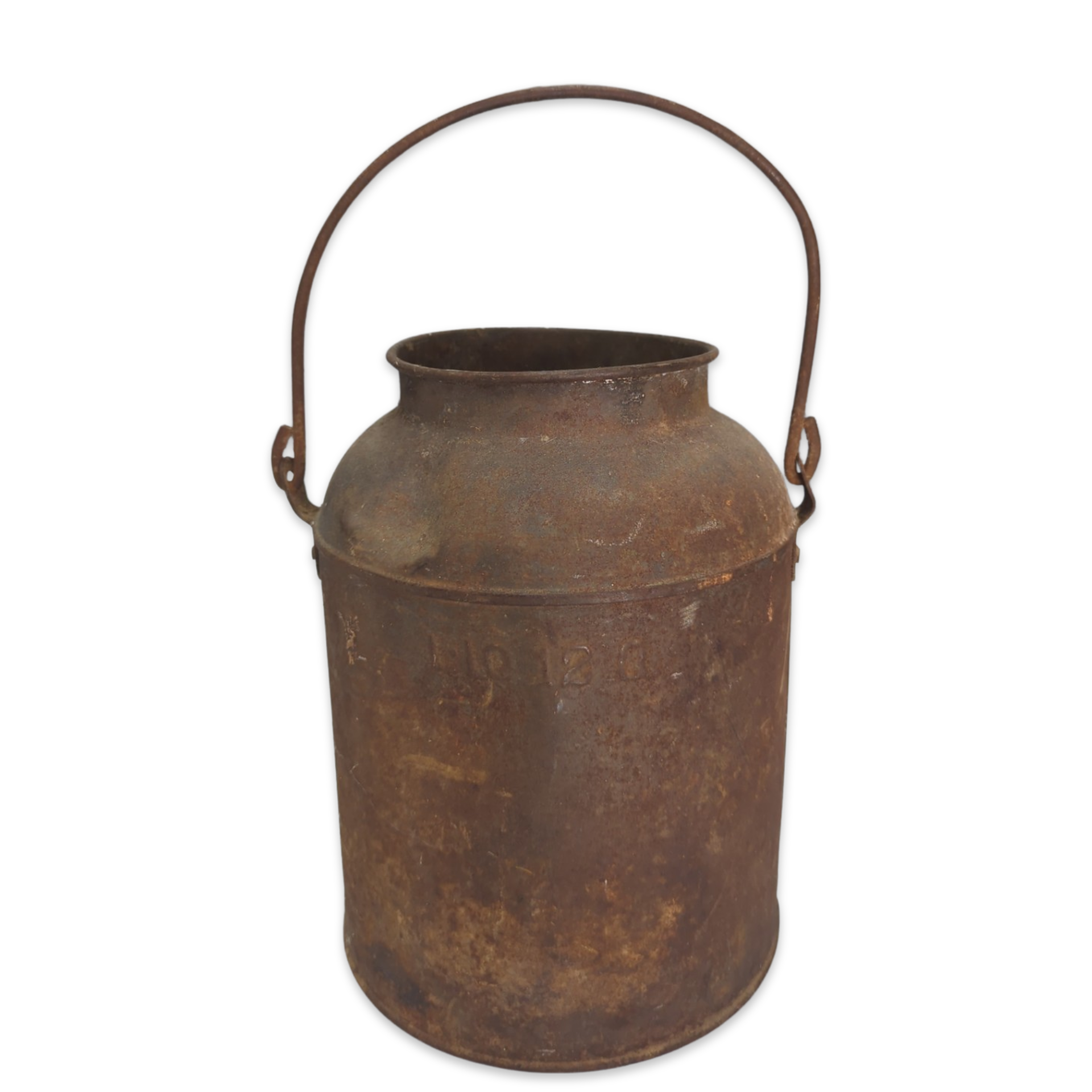 vintage metal milk pail naturally aged with charming handle for wedding event or party decor 