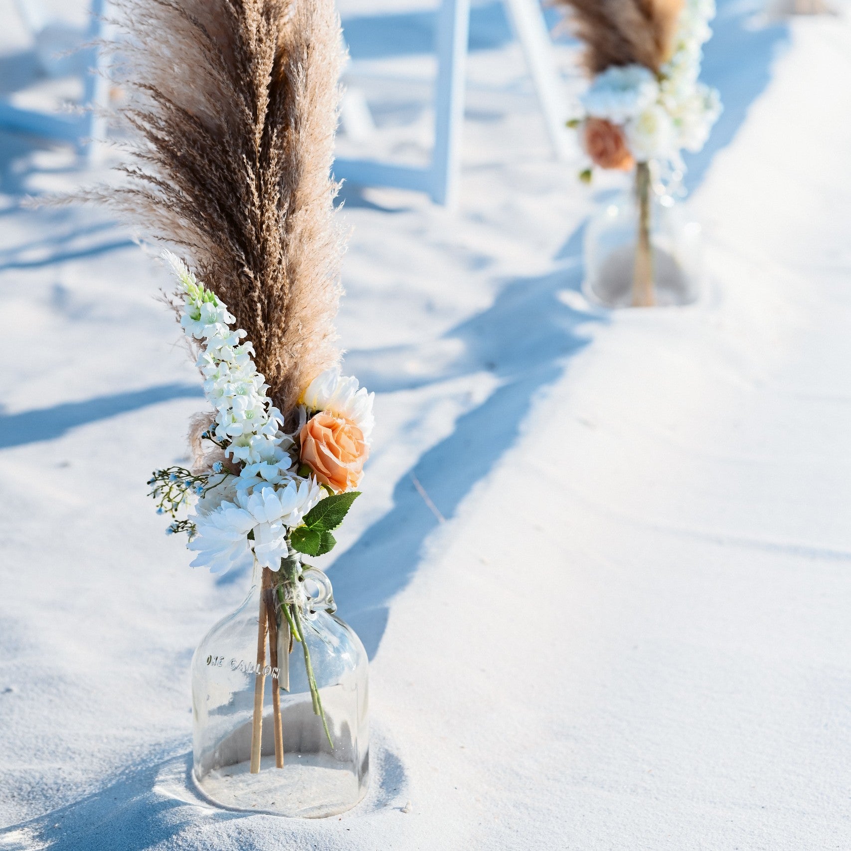 milk jug glass aisle marker rental in panama city beach