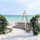 beach wedding arbor rental destination beach wedding ceremony package full service all inclusive in panama city beach 30a destin port st joe curved aisle  wedding planner wedding dj wedding officiant wedding photographer in panama city beach