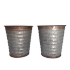 metal vase ribbed galvanized flowers favor pail