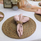 round woven wicker rattan charger rental in panama city beach