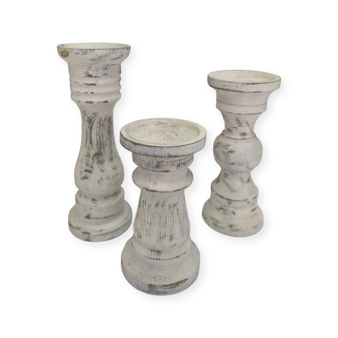 rustic white farmhouse pillar candle holder in panama city beach