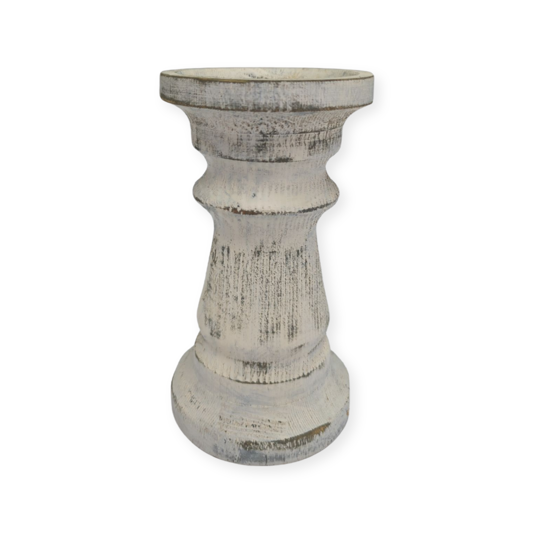 rustic white farmhouse pillar candle holder in panama city beach