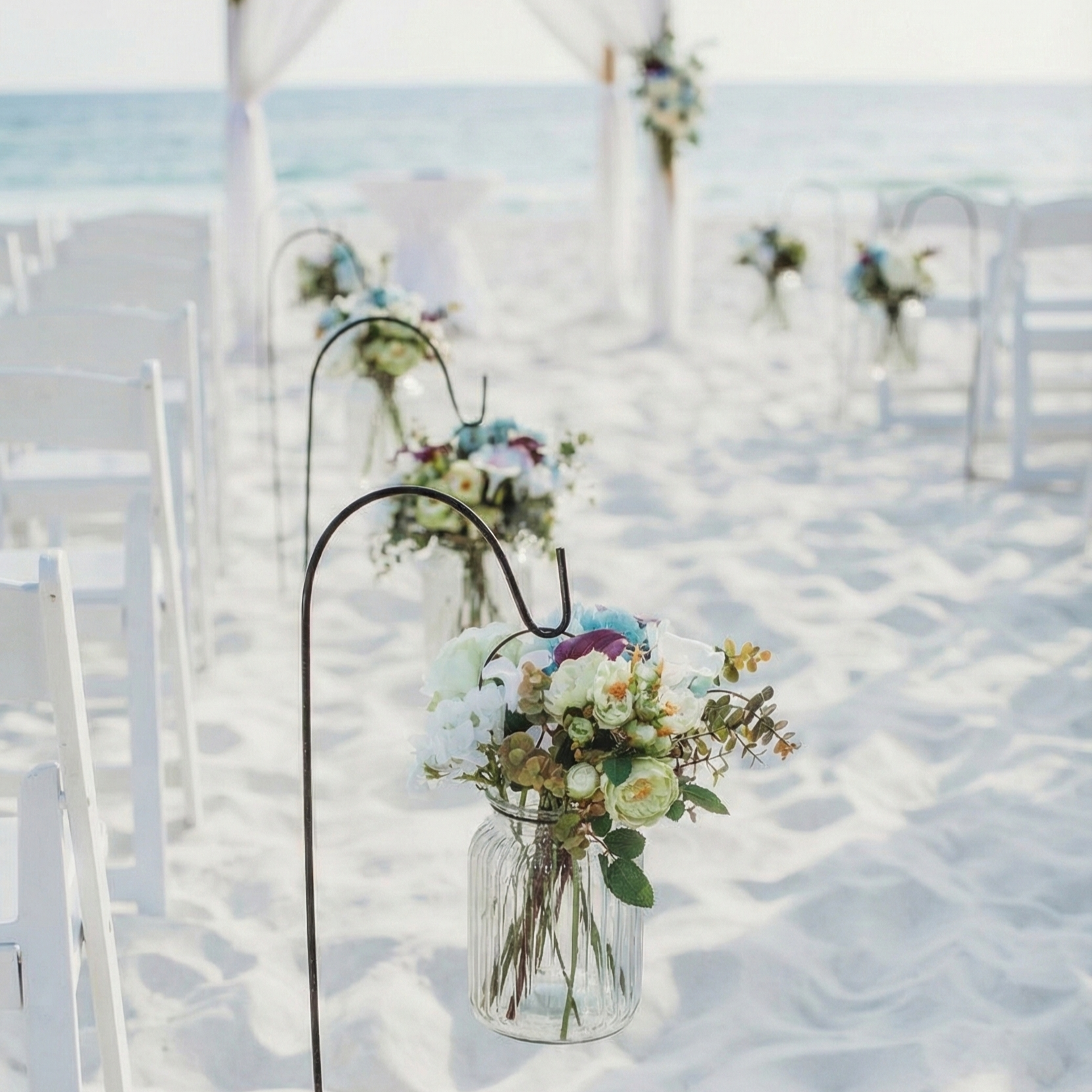 shepherd hook floral vase aisle marker rental in panama city beach