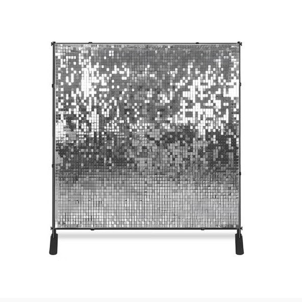 silver shimmer wall backdrop rental in panama city beach