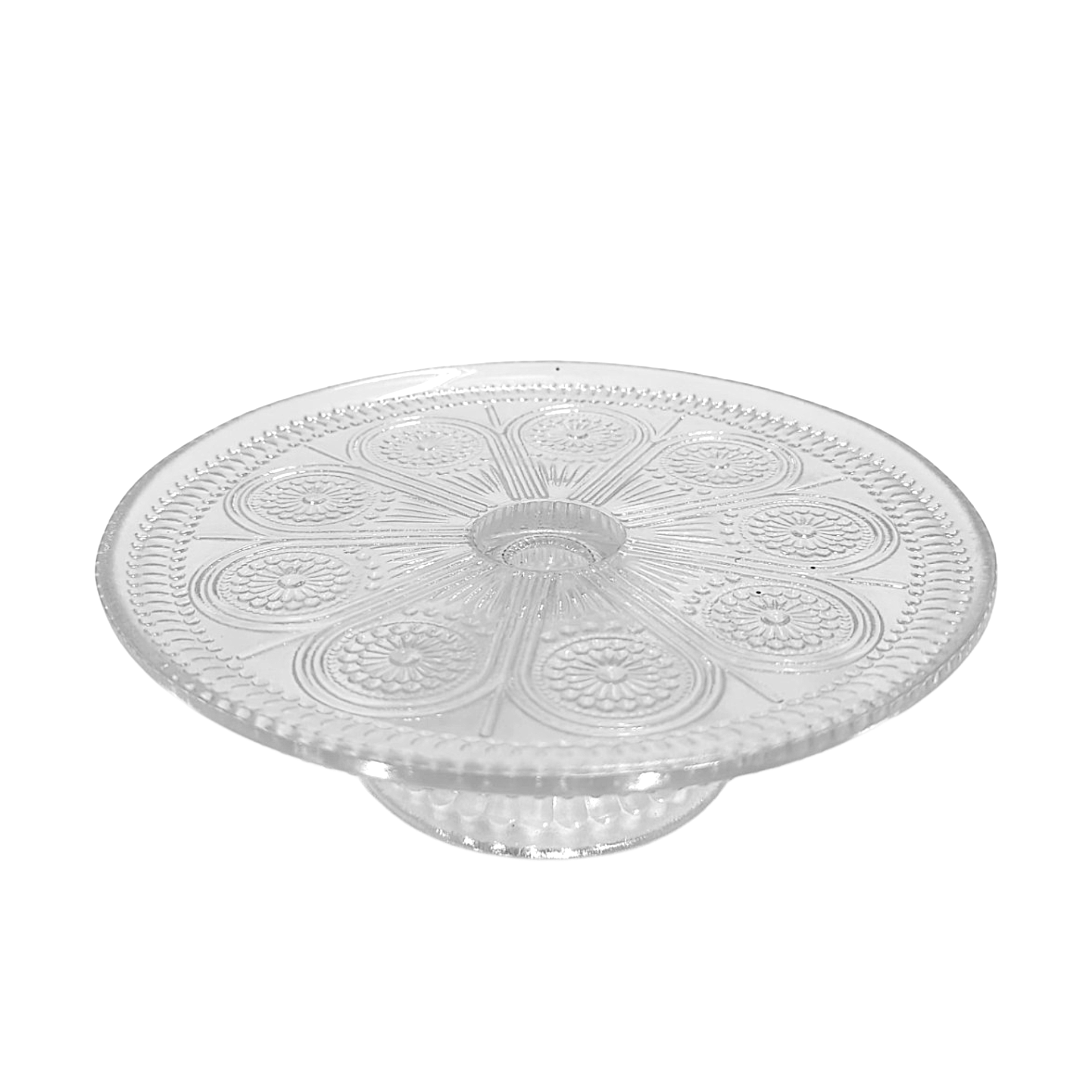 Small Embedded Glass Cake Stand Rental in Panama City Beach 