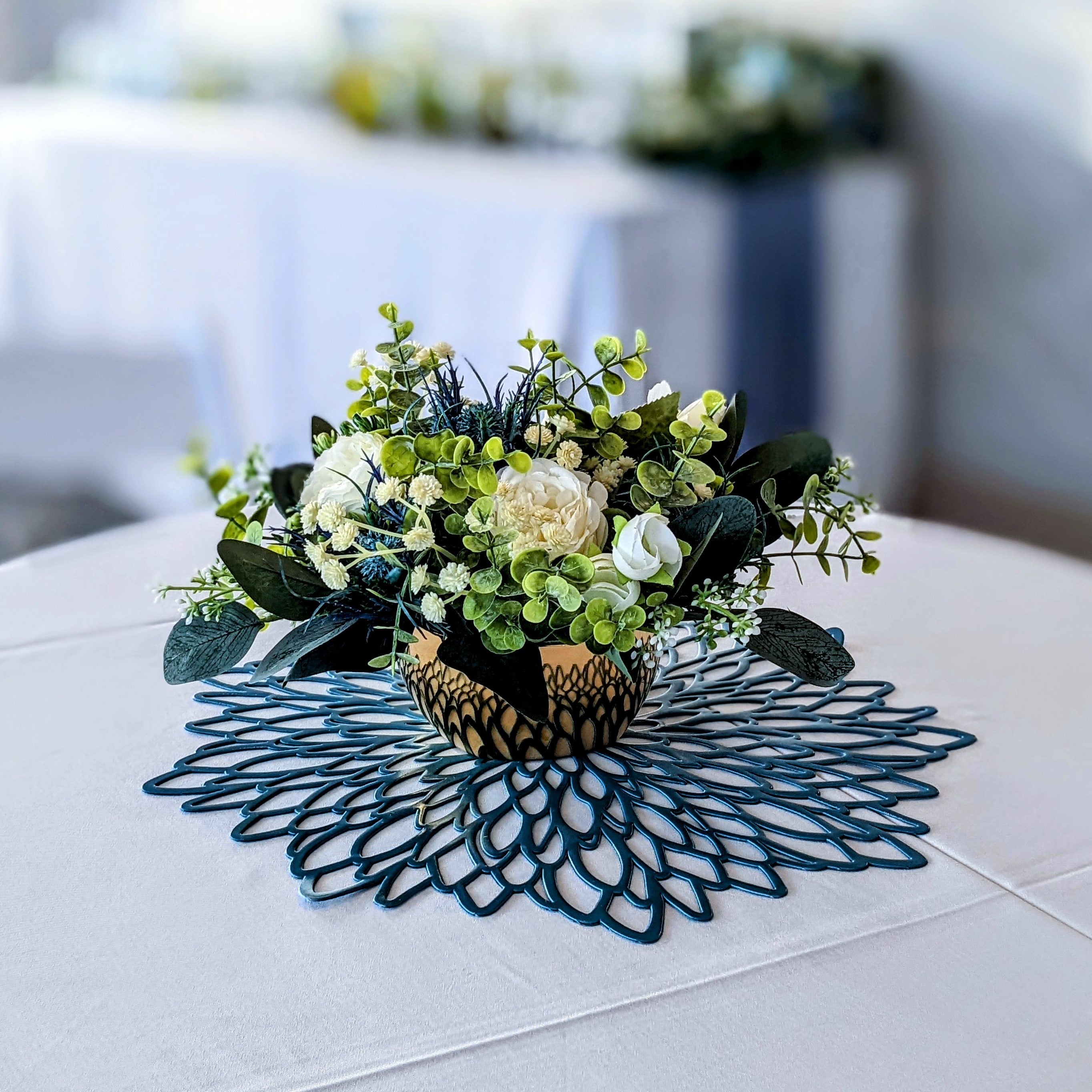 Mini gold bowl centerpiece rental in panama city beach cocktail table centerpiece