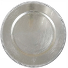 solid silver charger plate rental with raised beaded edge in panama city beach 30a