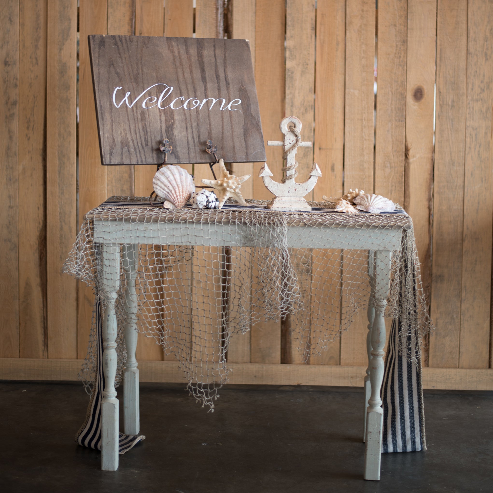 rustic charming wooden display table for wedding or event to display welcome sign decor or guest book 